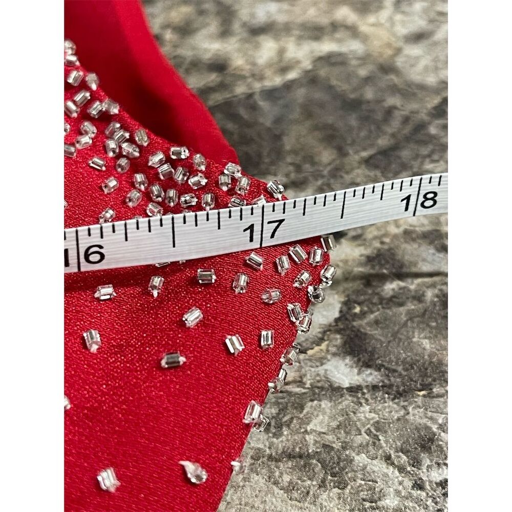 Cire Women's Size 10 Red Beaded V-Neck Long Evening Gown, wedding, prom, formal - Picture 13 of 16